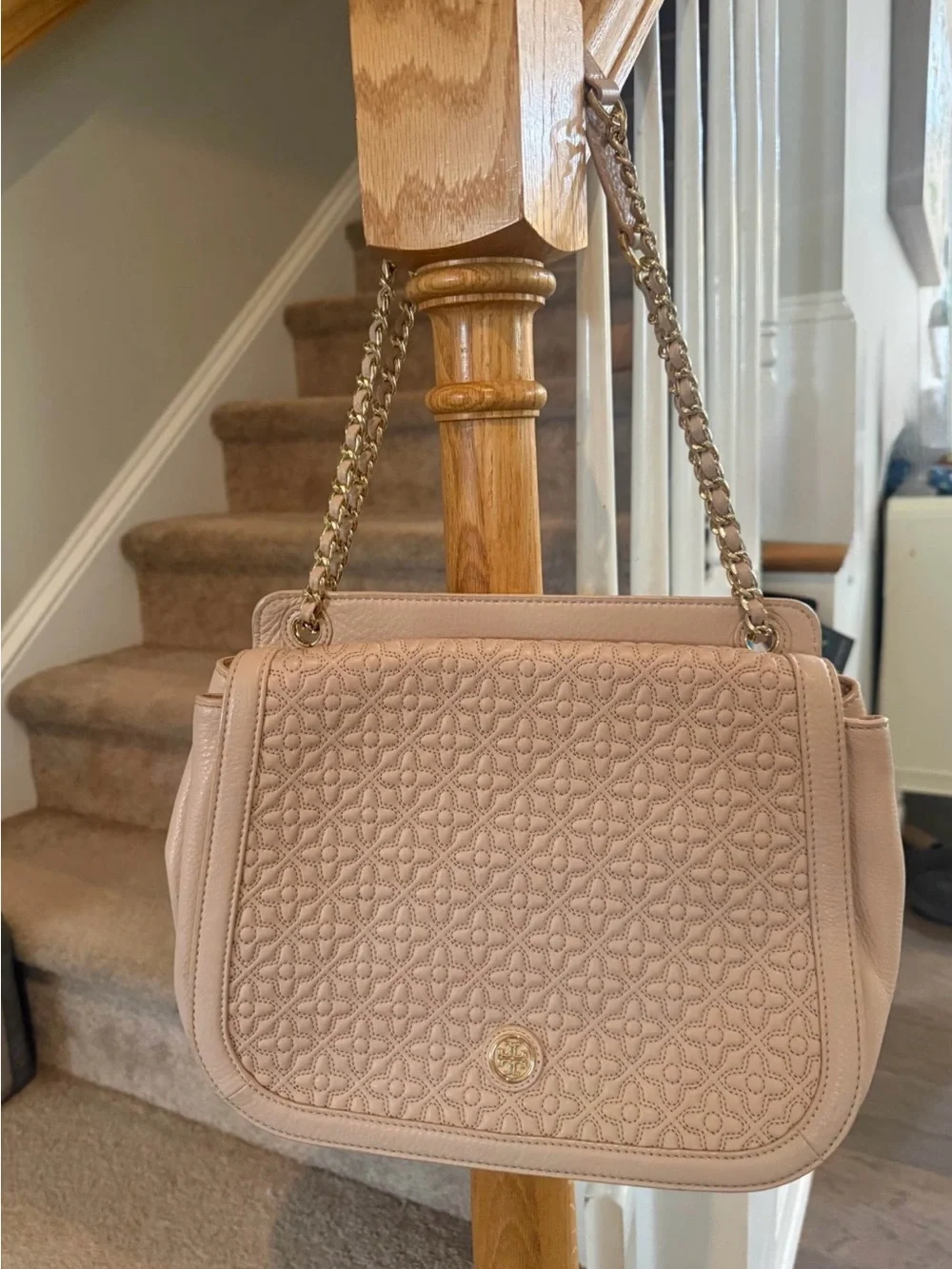 Tory Burch Quilted Leather Crossbody Bag - Blush